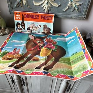 Vintage Whitman donkey party pin tail on donkey game